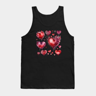 Valentine Romance: Blended Watercolor Hearts Tank Top